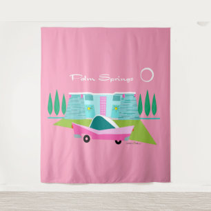 Retro Pink Palm Springs Tapestry