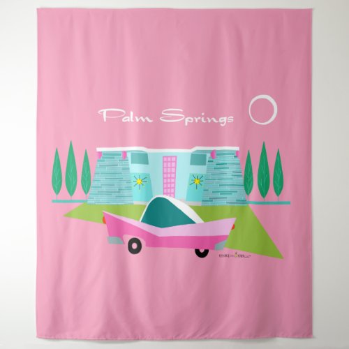 Retro Pink Palm Springs Tapestry