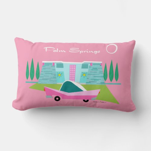 Retro Pink Palm Springs Throw Pillow