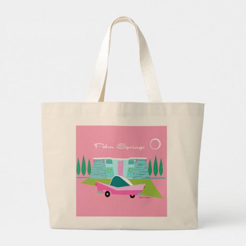  Retro Pink Palm Springs Tote Bag