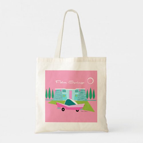 Retro Pink Palm Springs Tote Bag