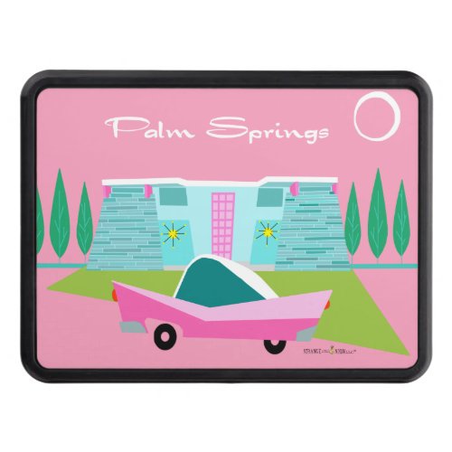 Retro Pink Palm Springs Trailer Hitch Cover