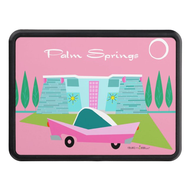 Retro Pink Palm Springs Trailer Hitch Cover (Front)