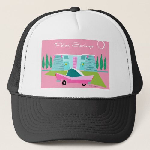 Retro Pink Palm Springs Trucker Hat