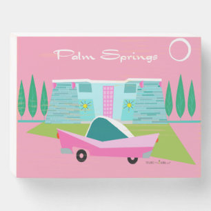 Retro Pink Palm Springs Wood Box Sign