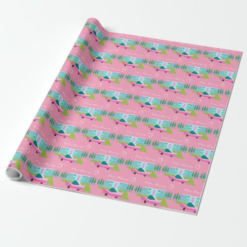 Retro Pink Palm Springs Wrapping Paper