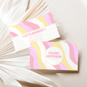 Retro Pink Pastel 70s Boho Groovy Girly Trendy Business Card