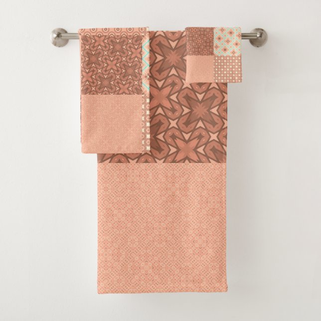 Retro Pink Patchwork Bath Towel Set (Insitu)