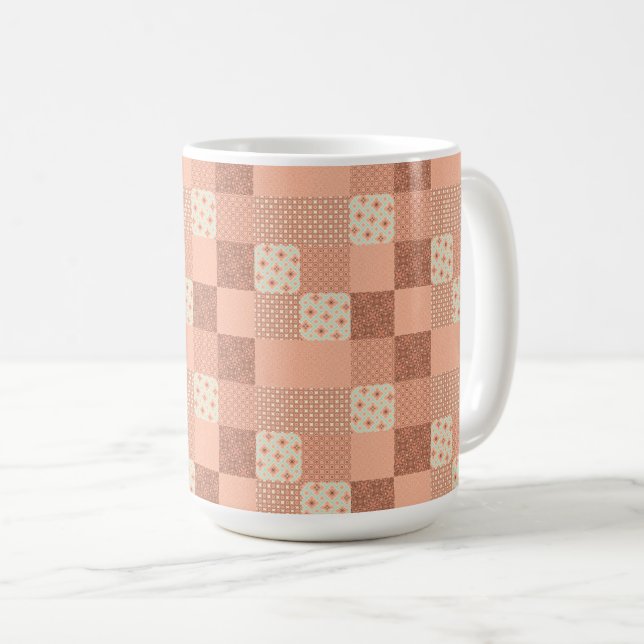 Retro Pink Patchwork Coffee Mug (Front Right)