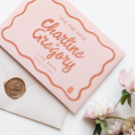 Retro Pink PeachyHandwriting Wedding Save the Date Invitation<br><div class="desc">Retro Pink &Red Handwriting Wedding Save the Date</div>