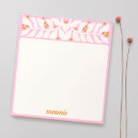 Retro Pink Personalized Notepad<br><div class="desc">Cute retro style leaf-inspired border in ivory white and terracotta and pink. Easily customize your name</div>