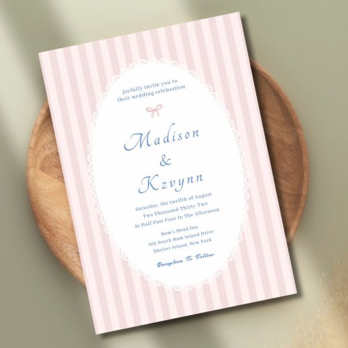 Retro Pink Personalized Wedding Invitation