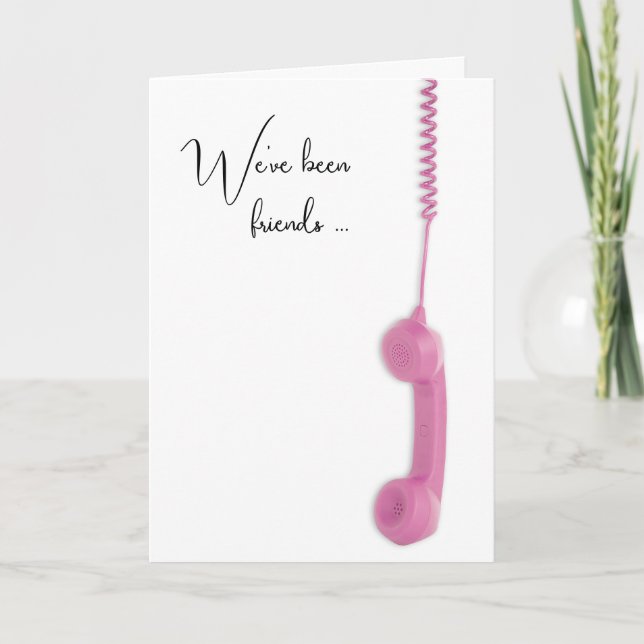 Retro Pink Phone Birthday Card (Front)