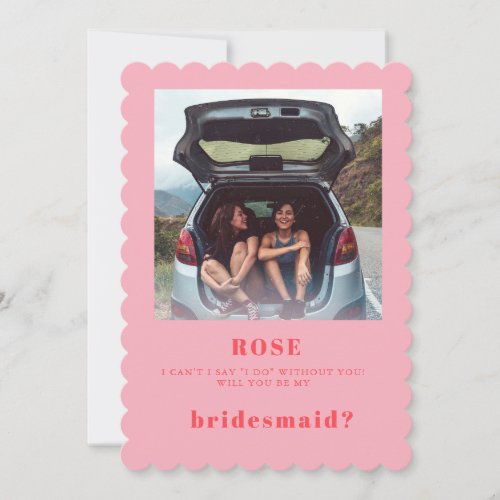 Retro Pink Photo Bridesmaid Proposal Card