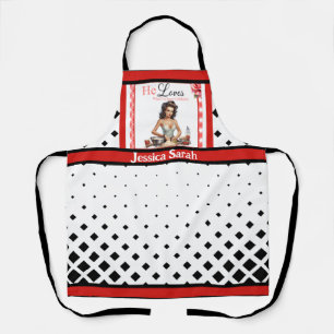 Retro Pink Pinup_ Loves what I'm Cookin Apron