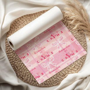 Retro Pink Plaid Whimsical Holiday Tissue Paper