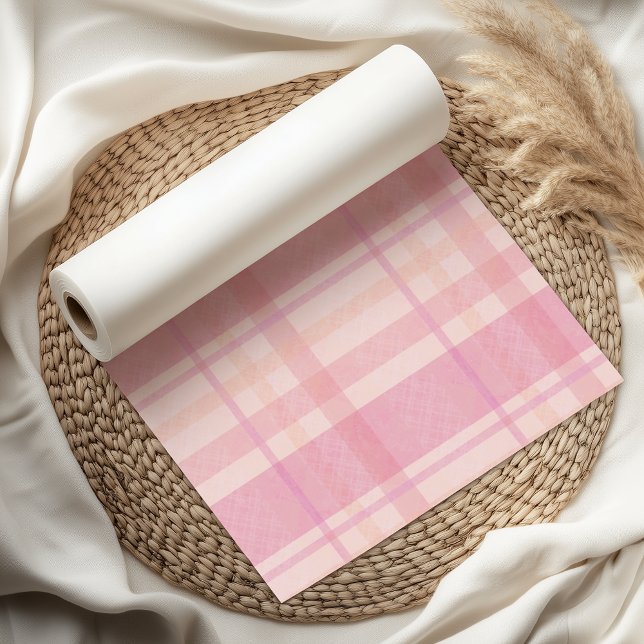 Retro Pink Plaid Whimsical Holiday  Tissue Paper (Creator Uploaded)