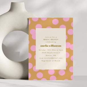 Retro Pink Polka Dot Bridal Brunch Shower Modern Invitation