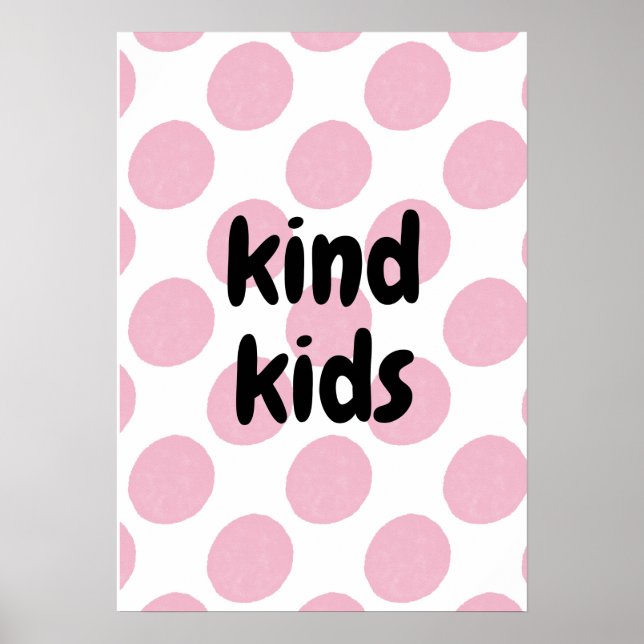 Retro Pink Polka Dot Pattern Modern Nursery Print (Front)