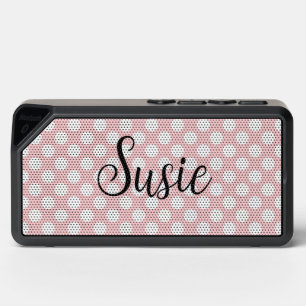 Retro Pink Polka Dots Script Name Speakers