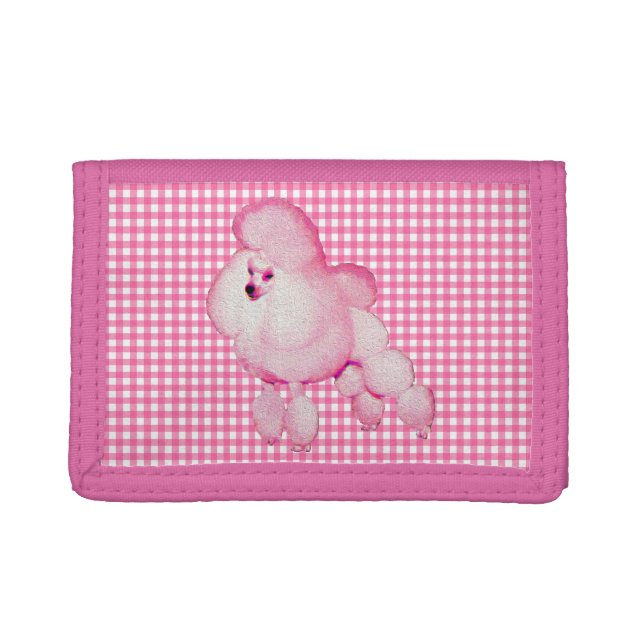 Retro Pink Poodle And Gingham wallet (Front)