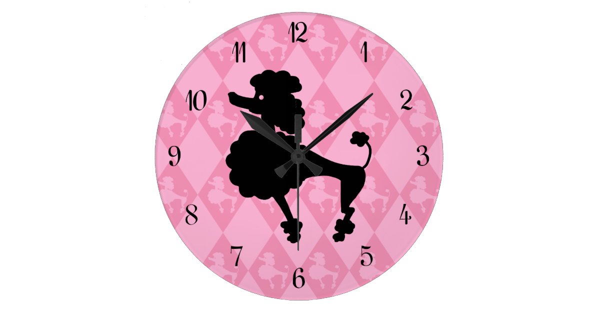 Retro Pink Poodle Large Clock | Zazzle.com