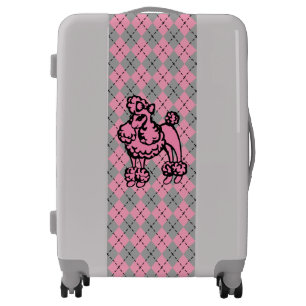 Retro Pink Poodle Luggage Suitcase