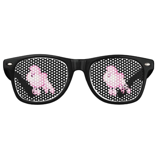 Retro Pink Poodle Party Shades With Black Frames (Front)