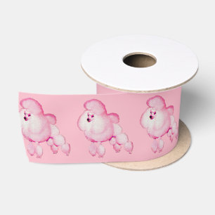 Retro Pink Poodle Satin Craft Ribbon