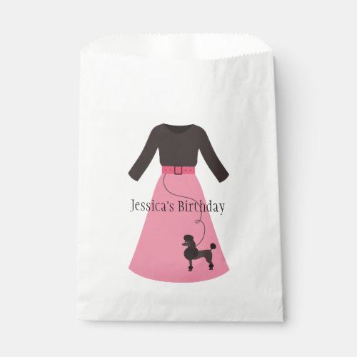 Retro Pink Poodle Skirt Customizable Favor Bag