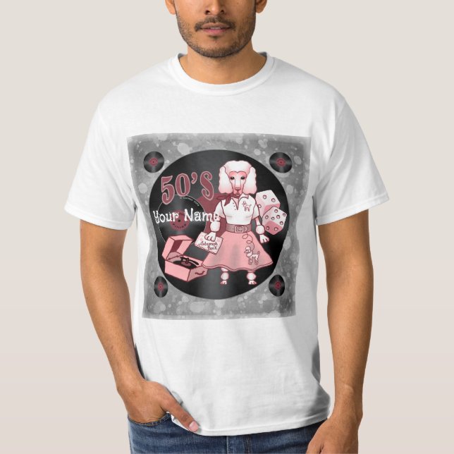 Retro Pink Poodle  T-Shirt (Front)