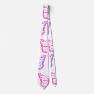 Retro Pink Purple Floral Butterfly Girl Pattern Neck Tie