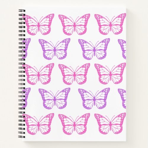 Retro Pink Purple Floral Butterfly Girl Pattern Notebook