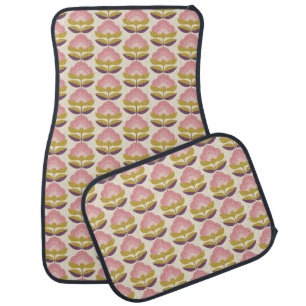 Retro Pink & Purple Floral Pattern Car Floor Mat