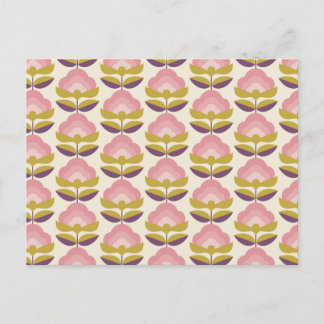 Retro Pink & Purple Floral Pattern Holiday Postcard
