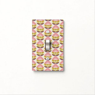 Retro Pink & Purple Floral Pattern Light Switch Cover
