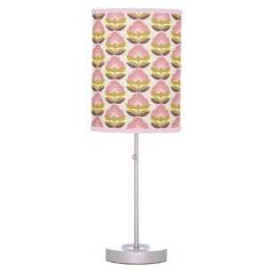 Retro Pink & Purple Floral Pattern Table Lamp