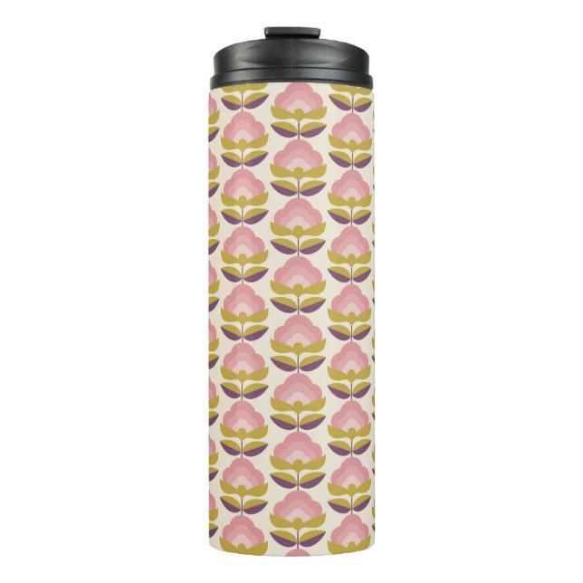 Retro Pink & Purple Floral Pattern Thermal Tumbler (Front)