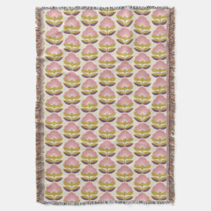 Retro Pink & Purple Floral Pattern Throw Blanket