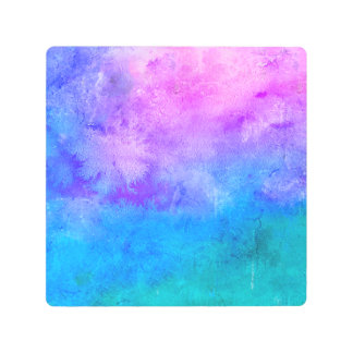 Retro Pink, Purple Turquoise Blue Painted Tie Dye Metal Print