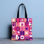 Retro Pink Purple Wine Bauhaus Pattern Tote Bag<br><div class="desc">Retro Pink Purple Wine Bauhaus Pattern Tote Bags features a vintage wine pattern in pink,  purple and white. Perfect gifts for wine lovers for birthdays,  celebrations,  thank you gifts,  staff,  Christmas and holiday gifts. Created by Evco Studio www.zazzle.com/store/evcostudio</div>