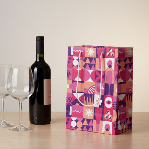 Retro Pink Purple Wine Pattern Medium Gift Bag