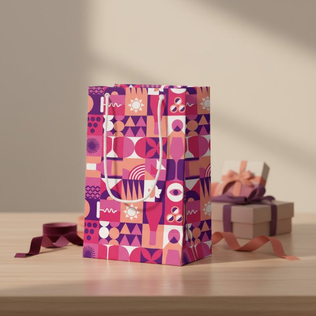 Retro Pink Purple Wine Pattern Small Gift Bag (Creator Uploaded)