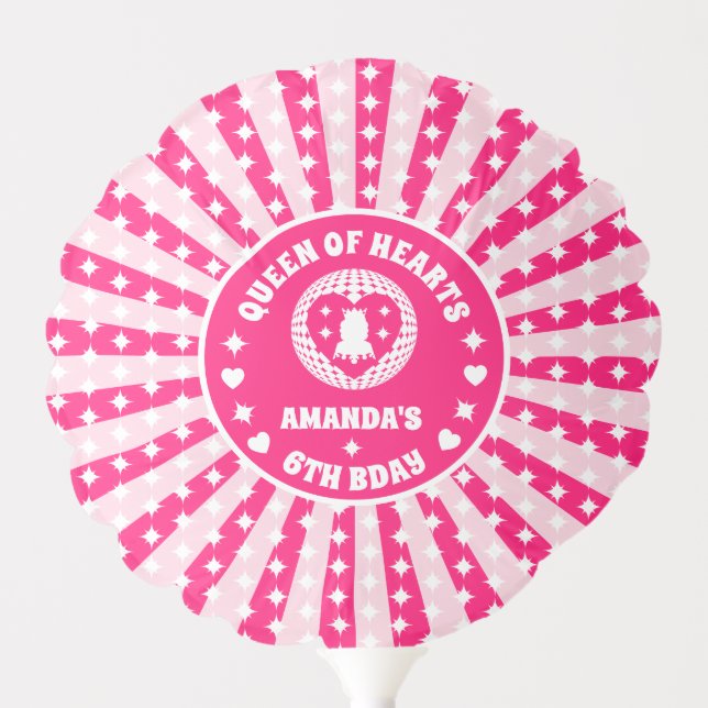 Retro Pink Queen Of Hearts Birthday Balloon (Front)