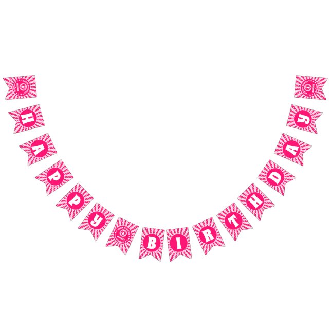 Retro Pink Queen Of Hearts Birthday Bunting Flags (All)