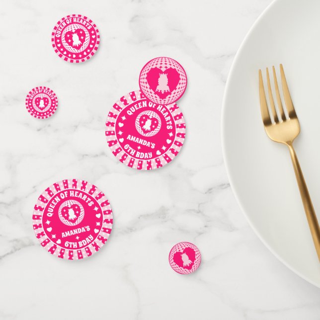 Retro Pink Queen Of Hearts Birthday Confetti (Group)