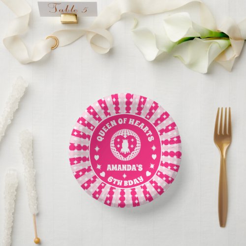 Retro Pink Queen Of Hearts Birthday Paper Bowls