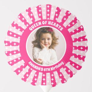 Retro Pink Queen Of Hearts Birthday Party Photo Balloon