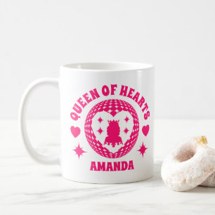 Retro Pink Queen Of Hearts Kids Birthday Mug