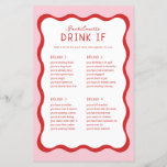 Retro Pink Red Bachelorette Drink If Game Cards<br><div class="desc">Retro Pink Red Bachelorette Drink If Game Cards</div>